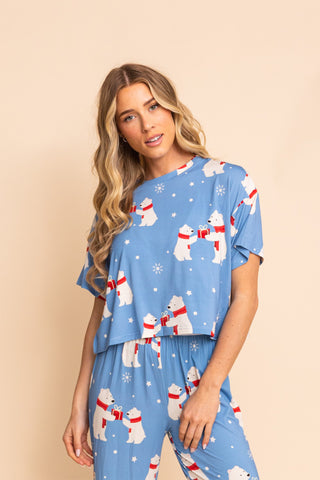 Pajama Crop Top "TOO CUTE TO BEAR"