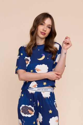 Pajama Crop Top "WHY SO SHEEP"