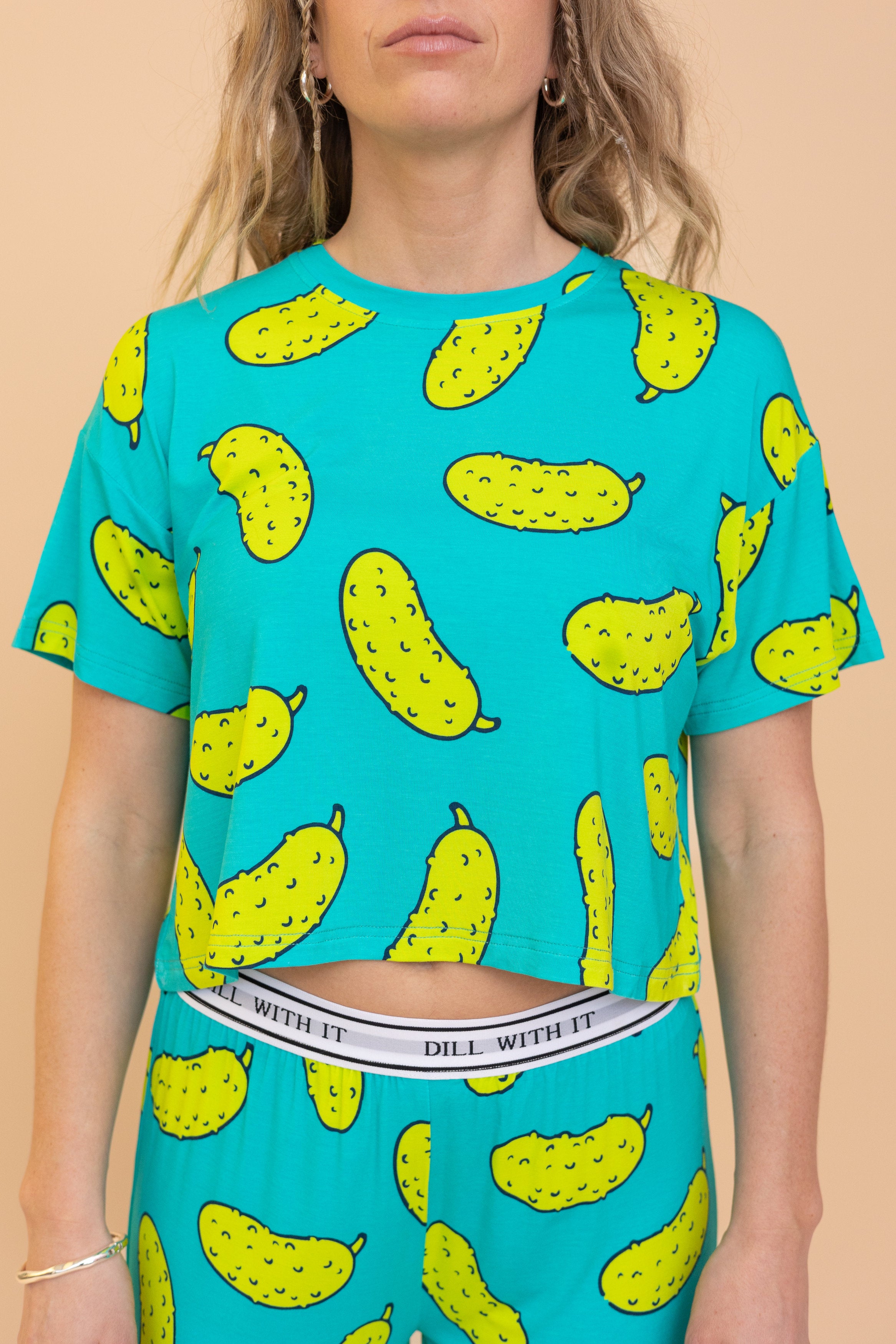 Pajama Crop Top "DILL WITH IT"