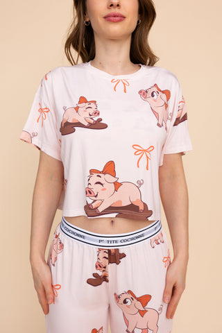 Pajama Crop Top "P'TITE COCHONNE"