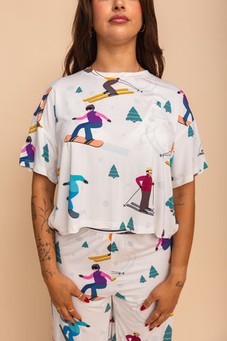 Pajama Crop Top "T'AS SKI FAUT"