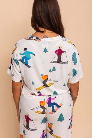 Pajama Crop Top "T'AS SKI FAUT"