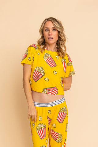 Pajama Crop Top "POP & CHILL"