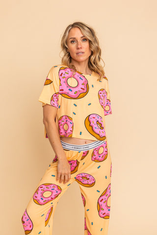 Pajama Crop Top "I DONUT CARE"