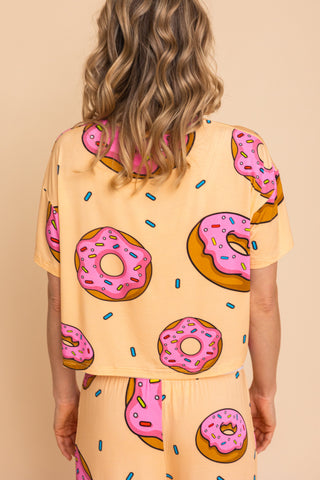 Pajama Crop Top "I DONUT CARE"