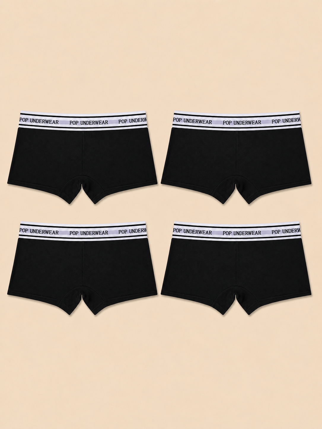 Women's Boxer Briefs "Black" - Pack of 4