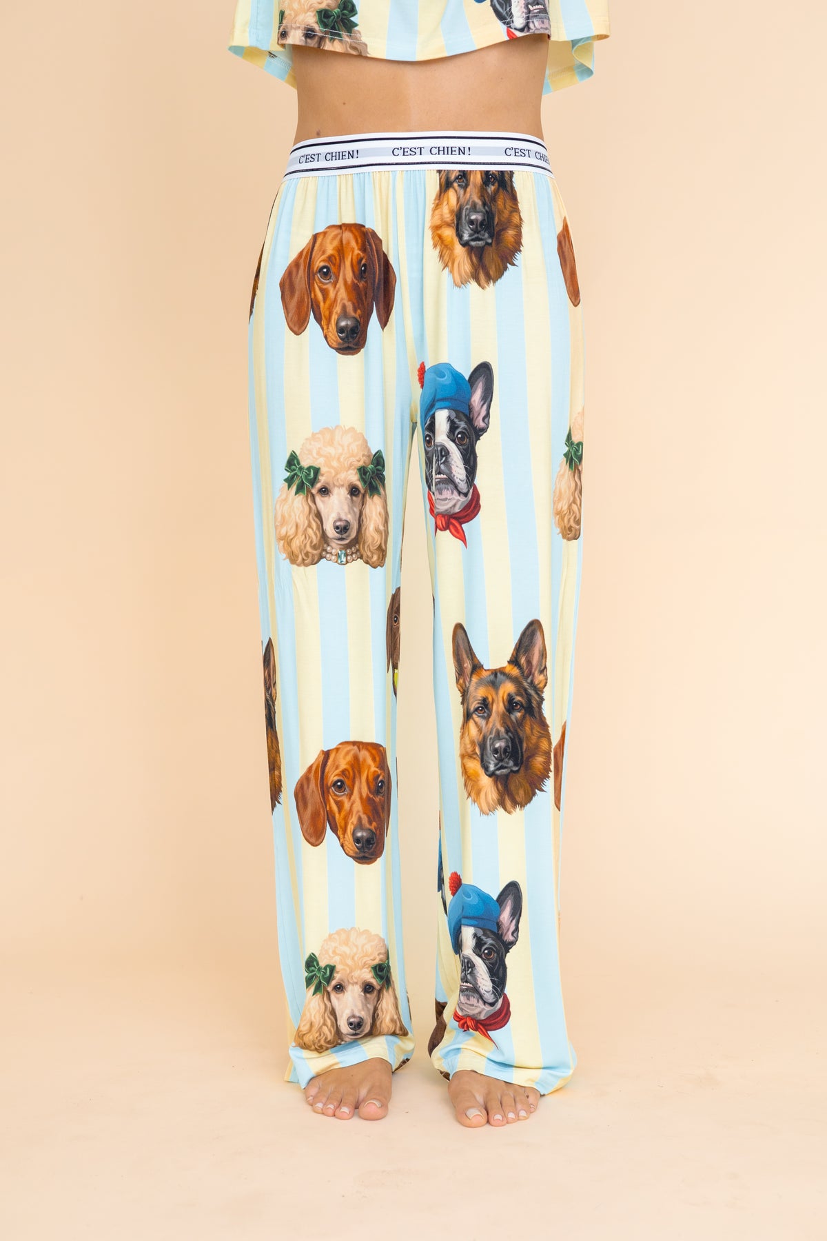 Flared Pajama Pants "C'EST CHIEN"
