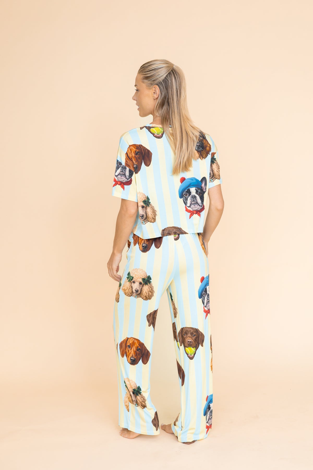 Flared Pajama Pants "C'EST CHIEN"