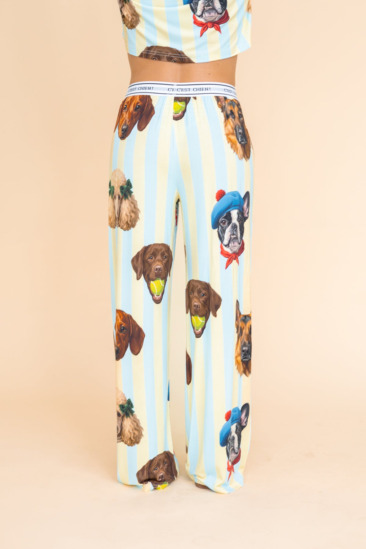 Flared Pajama Pants "C'EST CHIEN"