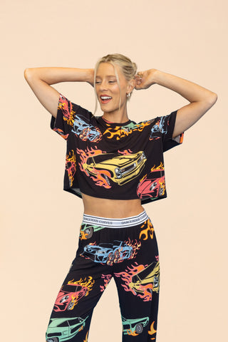 Pajama Crop Top "DANGEROUS CURVES"